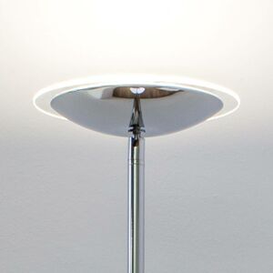Lindby LED stojací lampa osvětlující strop Malea, chrom