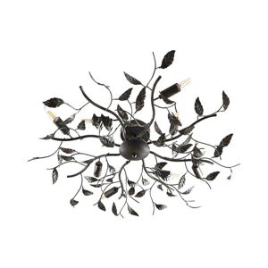 Lindby Stropní lampa Yos v dekoru listů, 8bodová, černá