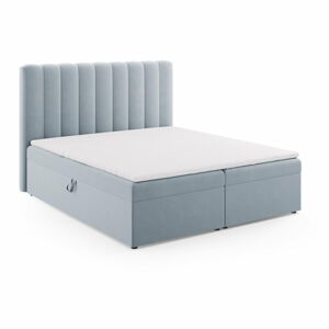 Světle modrá boxspring postel s úložným prostorem 180x200 cm Gina – Milo Casa