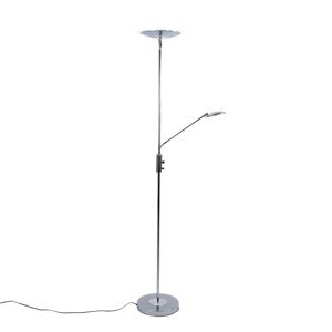 Lindby LED stojací lampa Aras s lampou na čtení, chrom