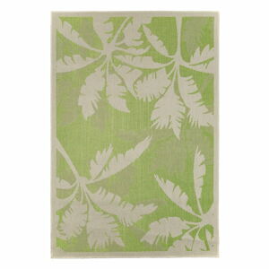 Zeleno-béžový venkovní koberec Floorita Palms, 135 x 190 cm