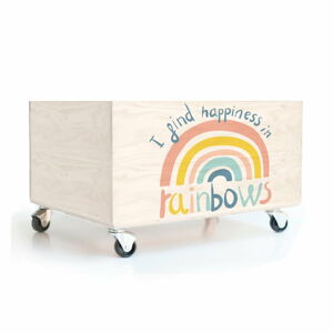 Dětský borovicový úložný box na kolečkách Folkifreckles Rainbow