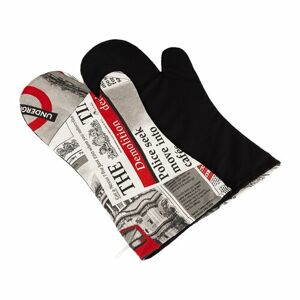 Bellatex Grilovací rukavice Noviny červená/černá, 22 x 46 cm, 2 ks