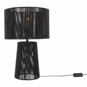 Černá stolní lampa se stínidlem z papírového výpletu (výška 47 cm)  Forma Pin – Leitmotiv