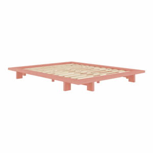 Světle růžová dvoulůžková postel z borovicového dřeva s roštem 160x200 cm Japan – Karup Design