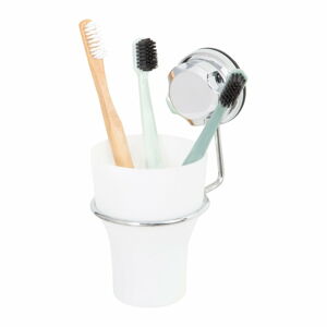 Samodržící kovový kelímek na zubní kartáčky ve stříbrné barvě Bestlock Bath – Compactor