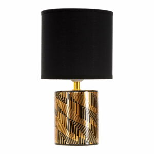 Keramická stolní lampa s textilním stínidlem v černo-zlaté barvě (výška 28 cm) Glam Dark – Mauro Ferretti
