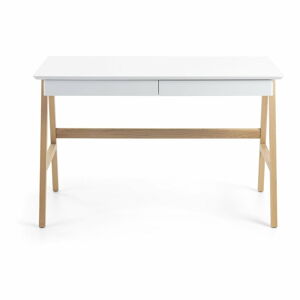 Pracovní stůl s bílou deskou Kave Home Ingo, 120 x 60 cm