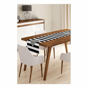 Běhoun na stůl z mikrovlákna Minimalist Cushion Covers Stripes with Grey Heart, 45 x 140 cm