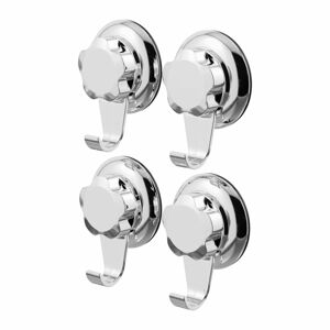 Samodržící kovové háčky v sadě 4 ks ve stříbrné barvě Bestlock Bath – Compactor