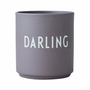 Šedý porcelánový hrnek Design Letters Darling, 300 ml