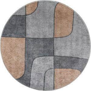 Šedý pratelný kulatý koberec ø 120 cm Yuvarlak – Vitaus