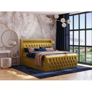 Čalouněná postel CESAR včetně úložného prostoru 120x200 cm Žlutá