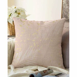 Světle růžový povlak na polštář s příměsí bavlny Minimalist Cushion Covers Leaves, 55 x 55 cm