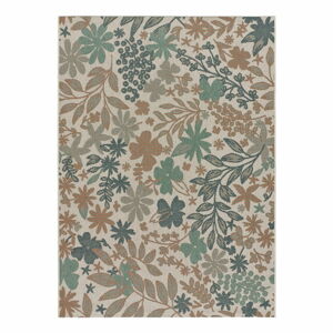 Béžovo-zelený venkovní koberec Universal Floral, 155 x 230 cm