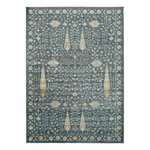 Modrý koberec z viskózy Universal Vintage Flowers, 160 x 230 cm