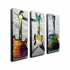 3dílný nástěnný obraz na plátně Guitars