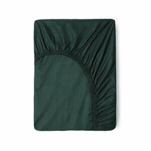 Tmavě zelené bavlněné elastické prostěradlo Good Morning, 90 x 200 cm