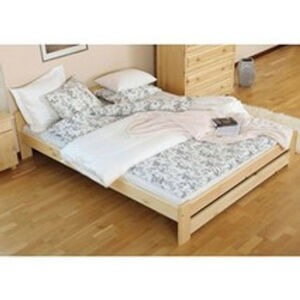 Vyvýšená masivní postel Euro 160x200 cm včetně roštu Borovice