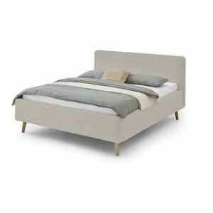 Béžová čalouněná dvoulůžková postel s úložným prostorem s roštem 160x200 cm Mattis - Meise Möbel