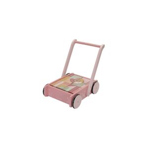 Little Dutch Little Dutch 7020LD - Dřevěný vozík s kostkami růžová