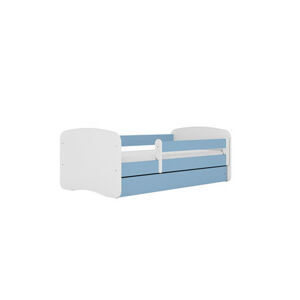 Dětská postel s úložným prostorem Babydream 70x140 cm Bílá + modrá Pěnová matrace