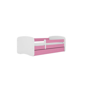 Dětská postel bez úložného prostoru Babydream 70x140 cm Bílá + růžová Bez matrace