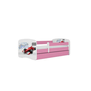 Dětská postel s úložným prostorem Babydream 80x160 cm - formule Bílá + růžová Bez matrace