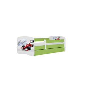 Dětská postel s úložným prostorem Babydream 70x140 cm - formule Bílá + zelená Pěnová matrace