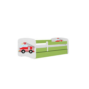 Dětská postel s úložným prostorem Babydream 70x140 cm - auto Bílá + zelená Pěnová matrace