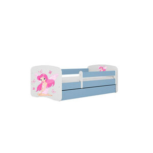 Dětská postel s úložným prostorem Babydream 70x140 cm - víla Bílá + modrá Pěnová matrace