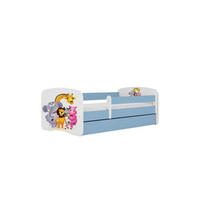 Dětská postel s úložným prostorem Babydream 70x140 cm - zoo Bílá + modrá Bez matrace