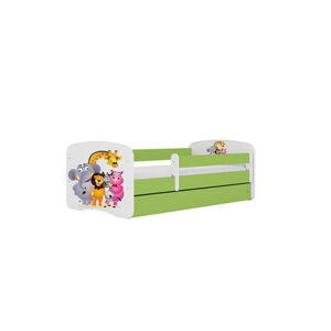 Dětská postel s úložným prostorem Babydream 80x160 cm - zoo Bílá + zelená Pěnová matrace