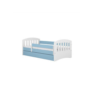 Dětská postel s úložným prostorem Classic 80x160 cm Bílá + modrá Pěnová matrace