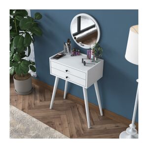 Toaletní stolek RANI 75x85,8 cm + nástěnné zrcadlo pr. 40 cm bílá