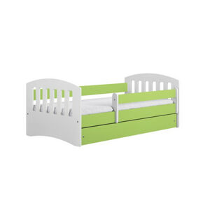 Dětská postel bez úložného prostoru Classic 80x140 cm Pěnová matrace Bílá + zelená